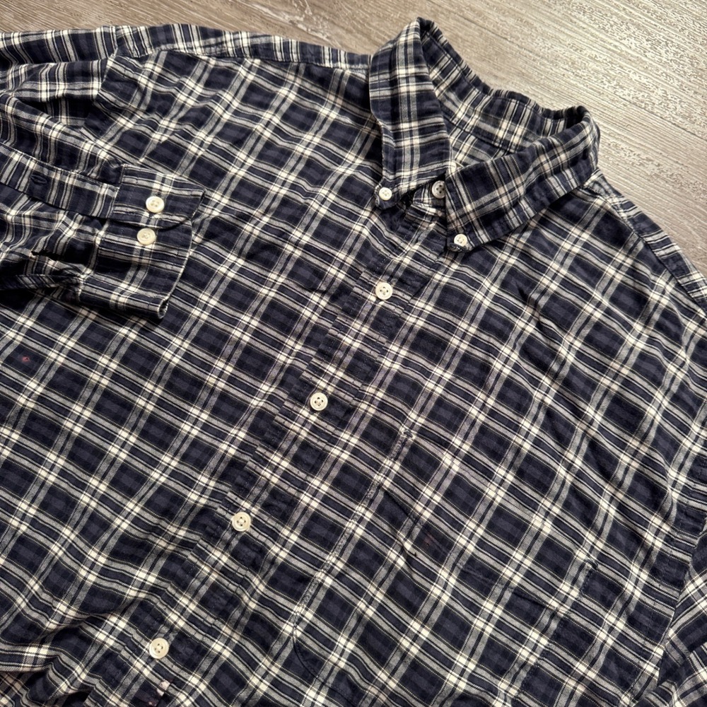 Eddie Bauer Shirt Mens L Blue Plaid Cotton Outdoor Heritage Rugged Workwear Gorp